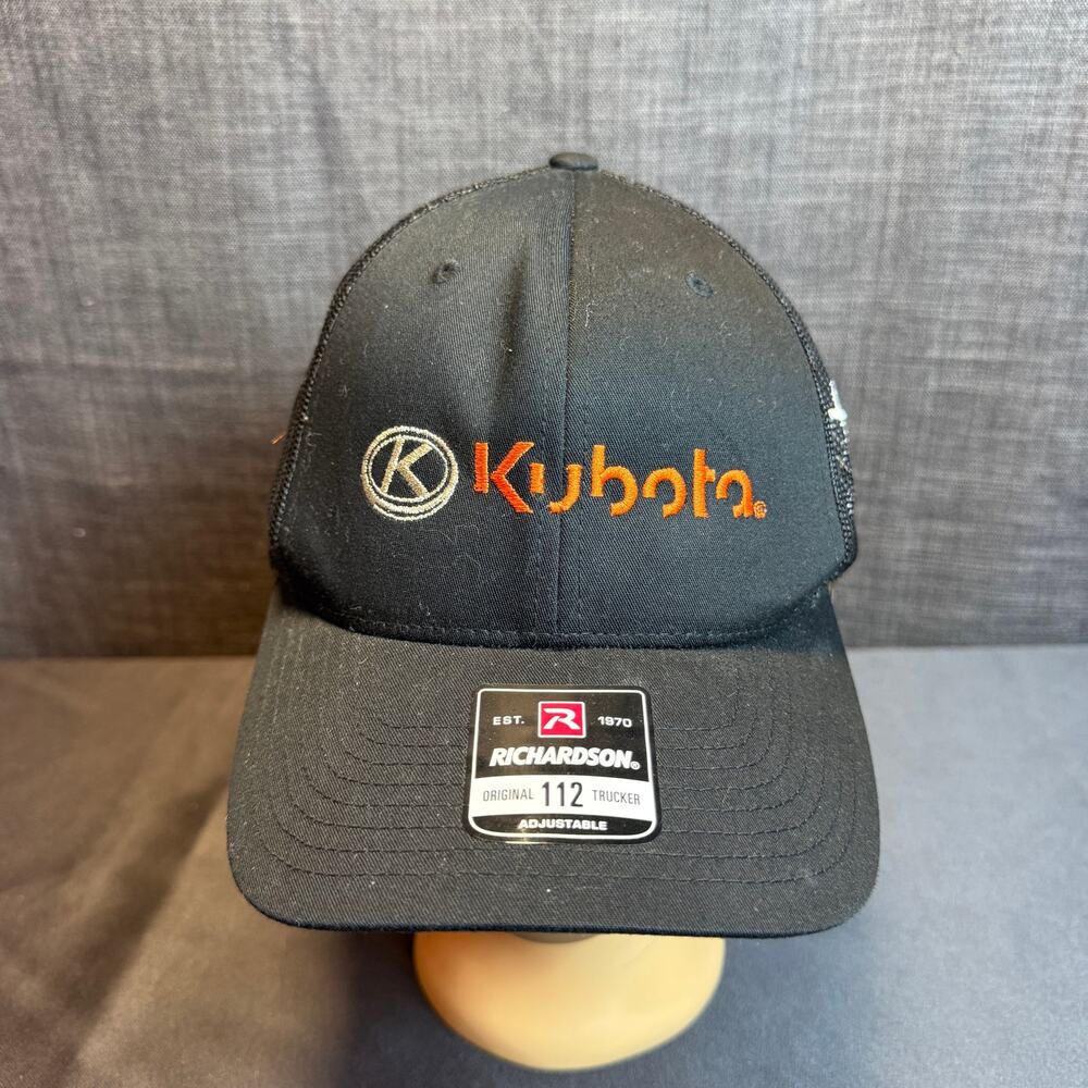 Kubota Tractor Embroidered Hat Black Richardson 112 Trucker Cap Adjustable
